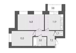 2-к квартира, вторичка, 60м2, 9/9 этаж