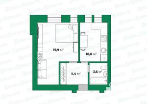 1-к квартира, вторичка, 39м2, 1/6 этаж