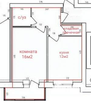1-к квартира, вторичка, 38м2, 8/9 этаж