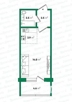 Студия квартира, вторичка, 22м2, 7/10 этаж