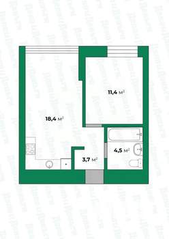 2-к квартира, вторичка, 38м2, 4/17 этаж