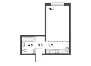 Студия квартира, вторичка, 26м2, 12/16 этаж