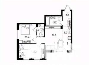 3-к квартира, строящийся дом, 62м2, 10/11 этаж