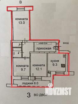 3-к квартира, вторичка, 60м2, 9/10 этаж