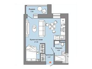 Студия квартира, строящийся дом, 31м2, 6/6 этаж