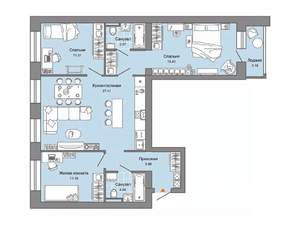 3-к квартира, строящийся дом, 86м2, 4/7 этаж