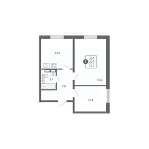 2-к квартира, вторичка, 57м2, 5/17 этаж