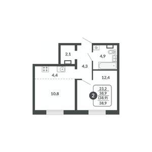 2-к квартира, вторичка, 39м2, 5/17 этаж