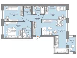 3-к квартира, вторичка, 89м2, 4/7 этаж