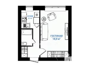 1-к квартира, вторичка, 29м2, 8/9 этаж