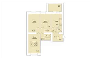 3-к квартира, строящийся дом, 81м2, 15/15 этаж