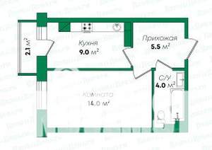 1-к квартира, вторичка, 33м2, 2/5 этаж