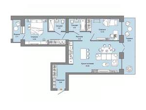 2-к квартира, строящийся дом, 79м2, 2/6 этаж