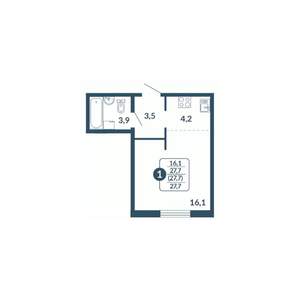 1-к квартира, вторичка, 28м2, 14/17 этаж