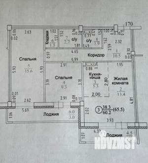 2-к квартира, вторичка, 60м2, 2/12 этаж