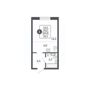 1-к квартира, вторичка, 26м2, 17/17 этаж