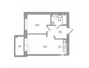 2-к квартира, вторичка, 43м2, 2/6 этаж