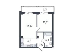 2-к квартира, вторичка, 49м2, 9/16 этаж