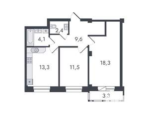 2-к квартира, вторичка, 63м2, 9/16 этаж