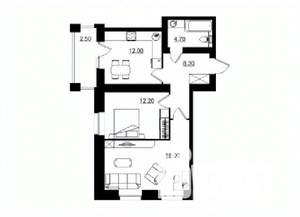 2-к квартира, строящийся дом, 58м2, 4/10 этаж