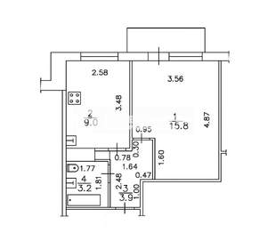 1-к квартира, вторичка, 32м2, 3/3 этаж