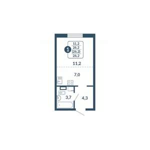 Студия квартира, вторичка, 26м2, 8/17 этаж