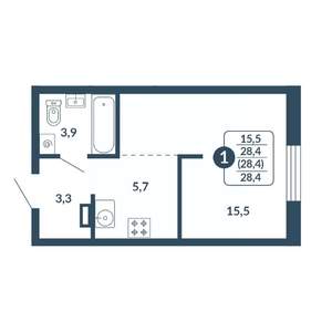 Студия квартира, вторичка, 28м2, 8/17 этаж
