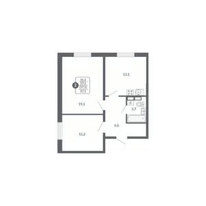 2-к квартира, вторичка, 57м2, 16/17 этаж