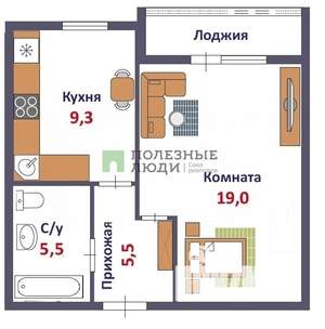 1-к квартира, вторичка, 39м2, 8/10 этаж