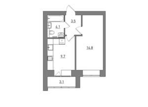 1-к квартира, вторичка, 35м2, 1/12 этаж