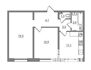 2-к квартира, вторичка, 57м2, 6/17 этаж