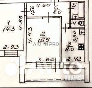 2-к квартира, вторичка, 48м2, 9/9 этаж