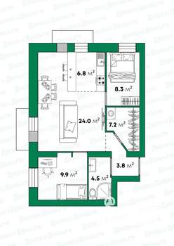 2-к квартира, вторичка, 65м2, 3/5 этаж