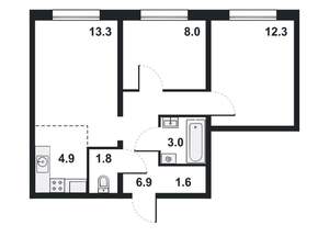 3-к квартира, вторичка, 52м2, 10/16 этаж