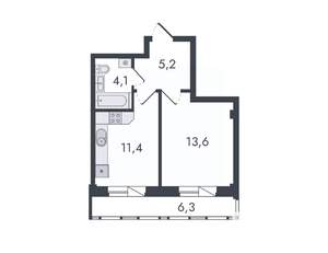 1-к квартира, вторичка, 41м2, 10/16 этаж