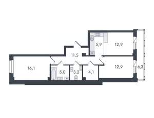 3-к квартира, вторичка, 78м2, 5/16 этаж