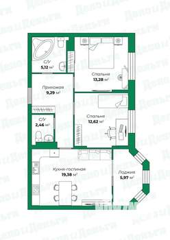 2-к квартира, вторичка, 65м2, 7/17 этаж