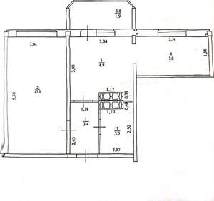 2-к квартира, вторичка, 43м2, 8/9 этаж
