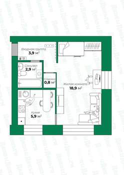 1-к квартира, вторичка, 31м2, 4/5 этаж