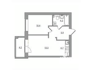 2-к квартира, вторичка, 43м2, 4/6 этаж