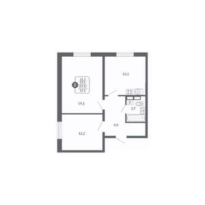 2-к квартира, вторичка, 57м2, 13/17 этаж