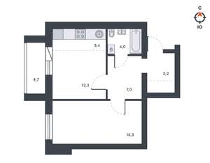 2-к квартира, вторичка, 57м2, 9/12 этаж