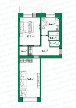 2-к квартира, вторичка, 48м2, 3/5 этаж