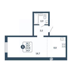 Студия квартира, вторичка, 35м2, 5/17 этаж