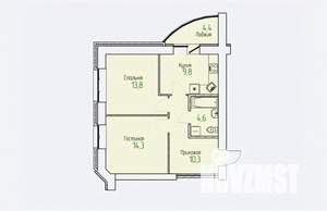 2-к квартира, строящийся дом, 55м2, 11/14 этаж