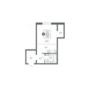 1-к квартира, вторичка, 30м2, 17/17 этаж