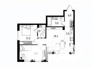 3-к квартира, строящийся дом, 62м2, 8/11 этаж