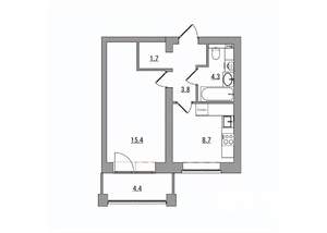 1-к квартира, вторичка, 38м2, 4/6 этаж