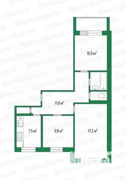 3-к квартира, вторичка, 60м2, 3/9 этаж