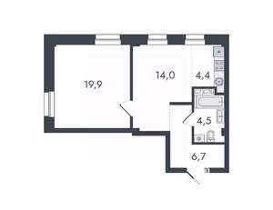 2-к квартира, вторичка, 50м2, 11/16 этаж